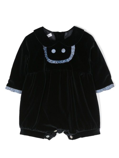 Ruffle velvet romper - Blue