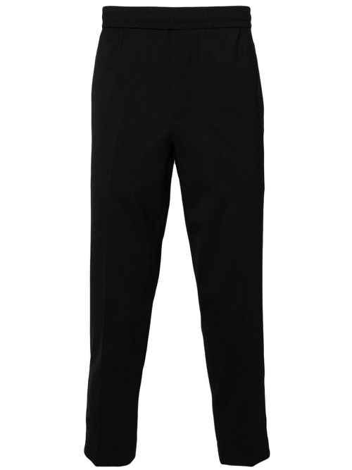 Drawstring-waist tapered trousers - Black