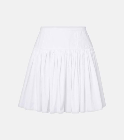 Pleated cotton poplin miniskirt
