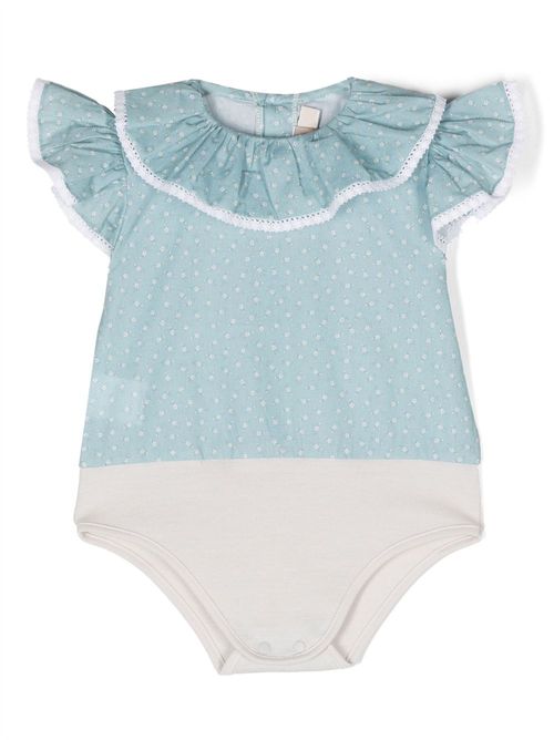 Floral-print cotton bodysuit - Blue