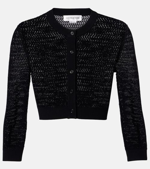 Pointelle cropped cardigan