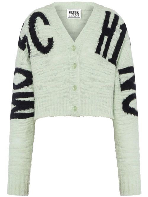 Cropped knitted cardigan - Green