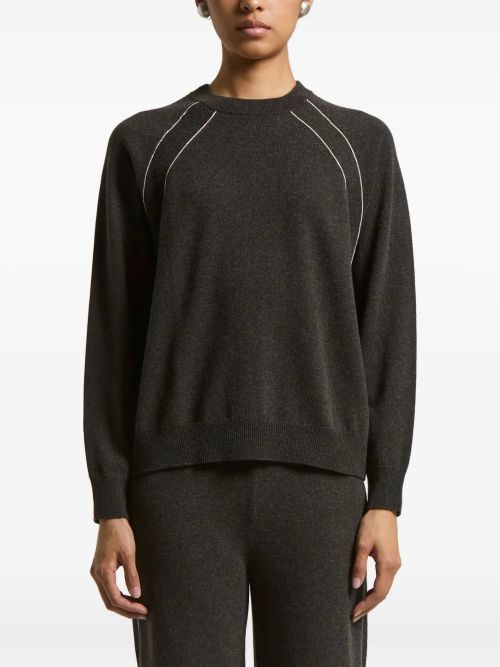 Raglan-Sleeve Cashmere Sweater — Charcoal
