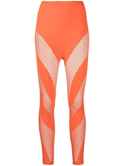 Open-knit seamless leggings - Orange