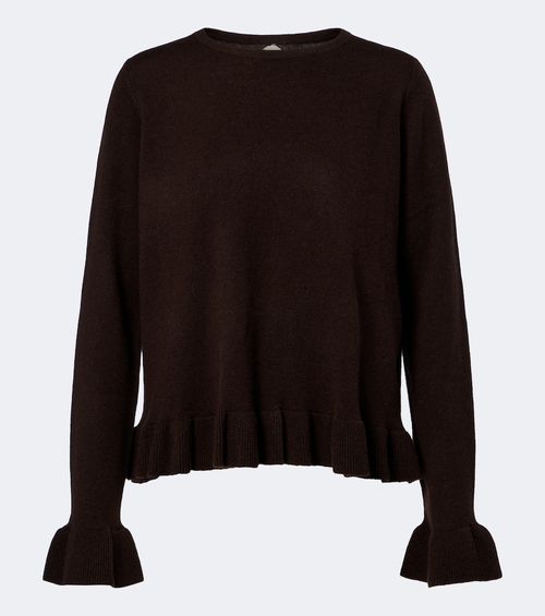 Ruffled virgin wool and cashmere sweater