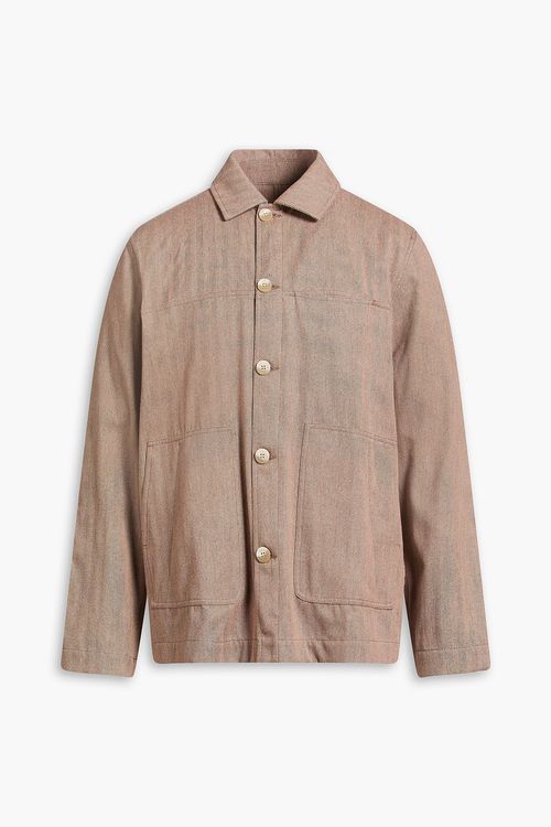 Herringbone cotton and cashmere-blend jacket - Neutral - M