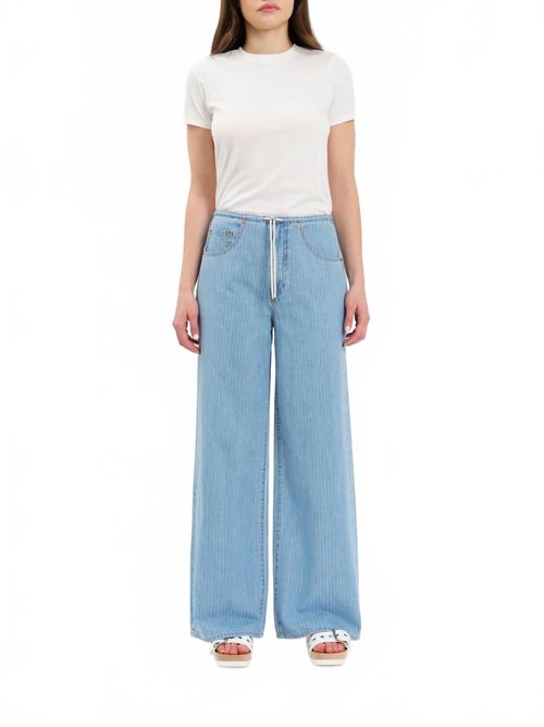 Madison Mid Rise Wide Leg Jeans In Blue