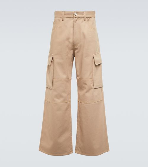 Wide-leg cotton gabardine cargo pants