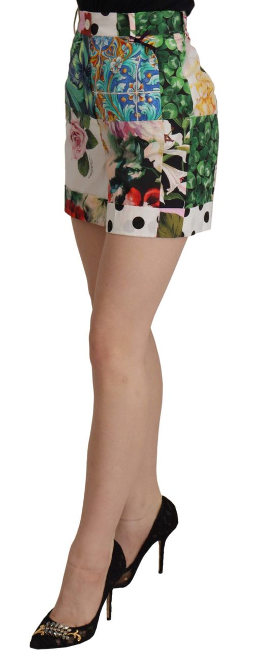 Majolica Floral Print Shorts — Multicolor