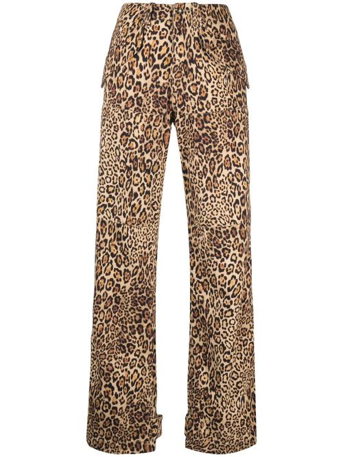 Leopard-print cargo trousers - Neutrals