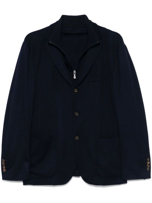 Layered Wool Blazer — Navy