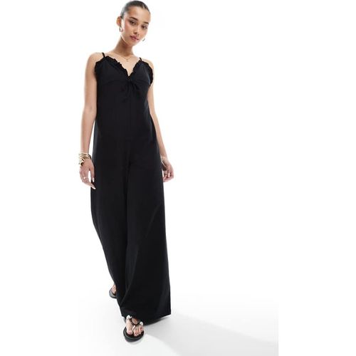ASOS DESIGN Womens cami ruffle wide leg jumpsuit in black