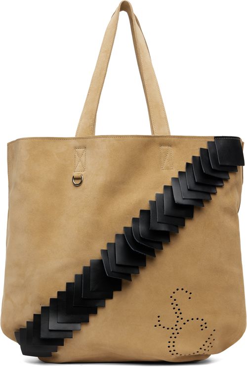 Beige Leather Patch Tote