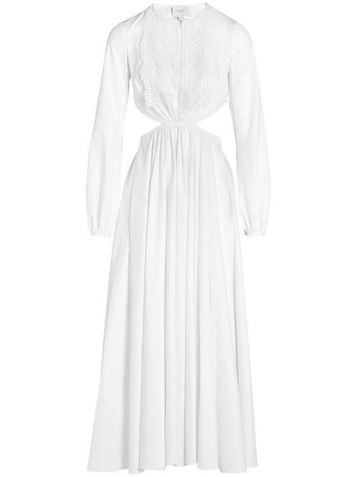 Cut-out poplin dress - White