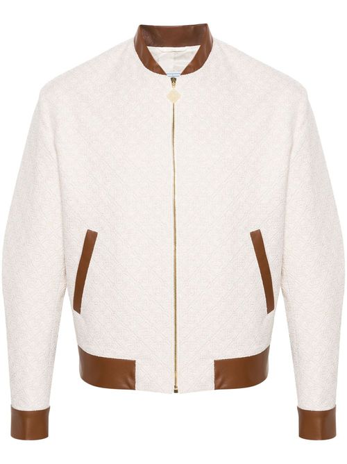 Monogram-jacquard bomber jacket - Neutrals
