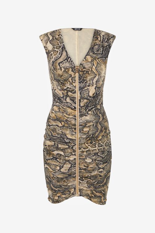Mini Dress With Zipper And Python Print
