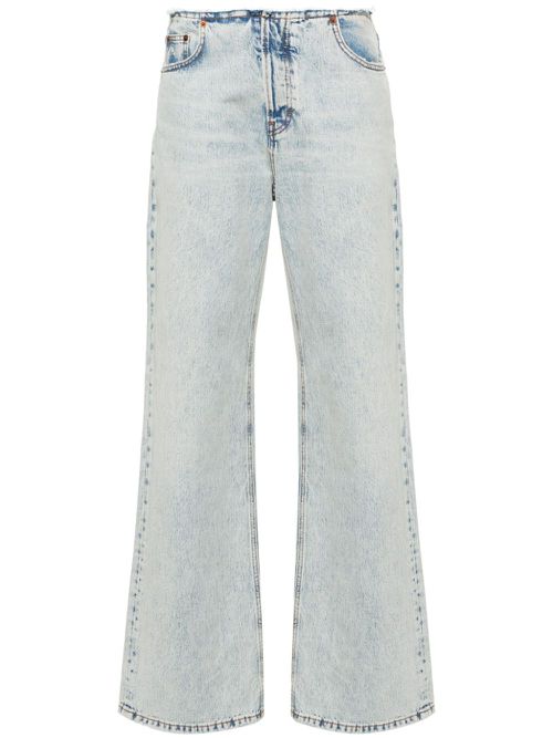 Korea frayed straight-leg jeans - Blue