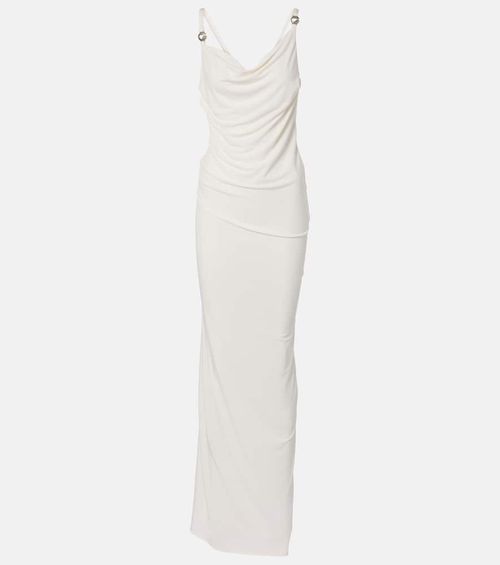 Draped open-back jersey maxi dress