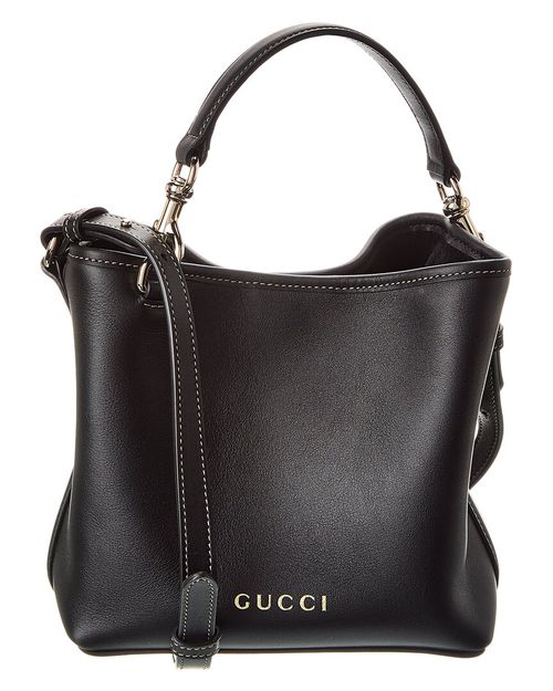 GG Mini Emblem Leather Bucket Bag