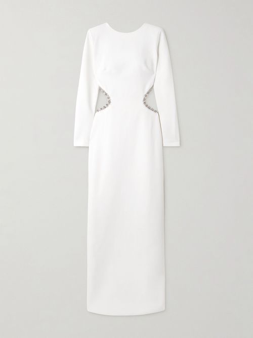 Heliconia Crystal-embellished Cutout Crepe Gown - White