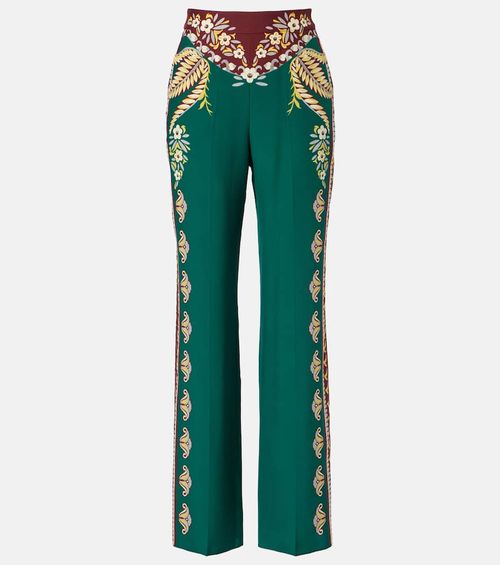 Printed silk wide-leg pants