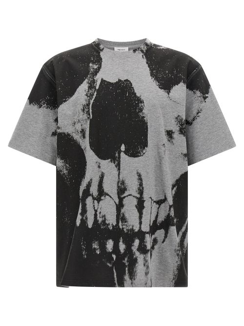 Skull Print Cotton T-Shirt — Gray