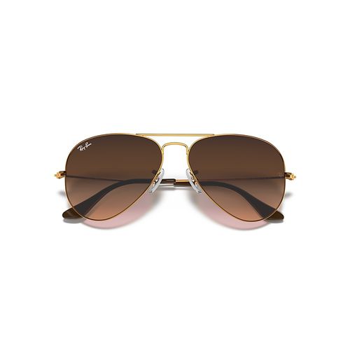 Ray-Ban Aviator Gradient Sunglasses Light Brown Frame Pink Lenses 55-14
