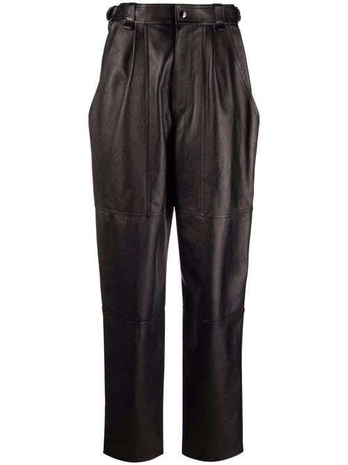 Straight leg leather trousers - Black