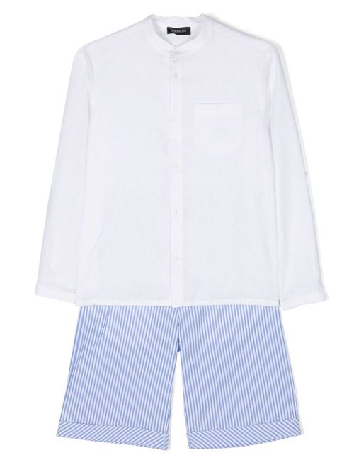 Striped short set - White
