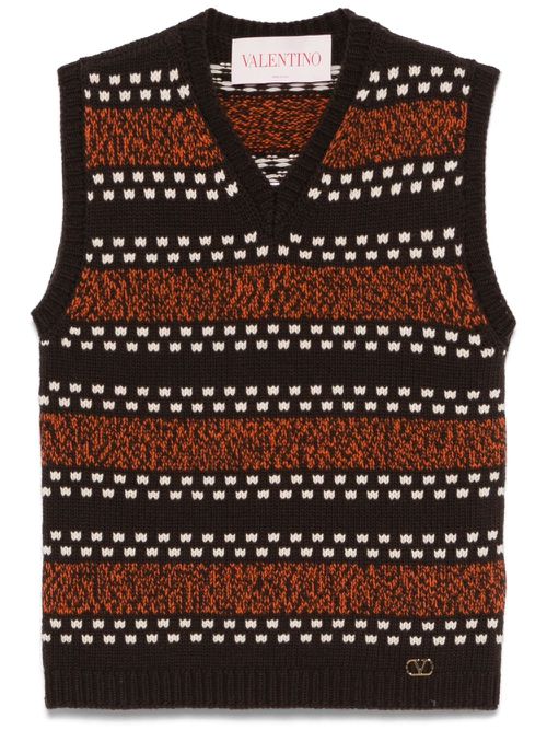 VLogo-signature wool vest - Brown