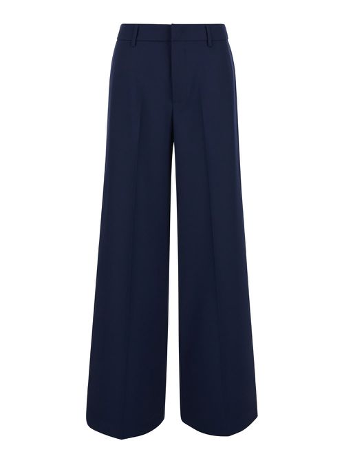 Blue Wide Leg Pants In Polyester Woman