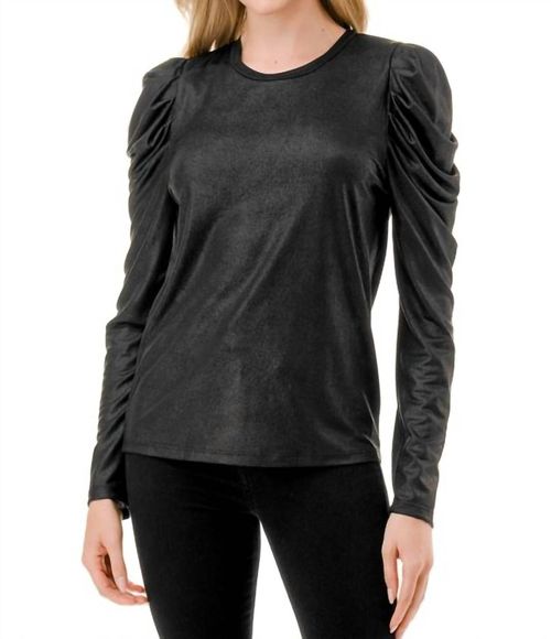 Puff Sleeve Long Sleeve Top In Black
