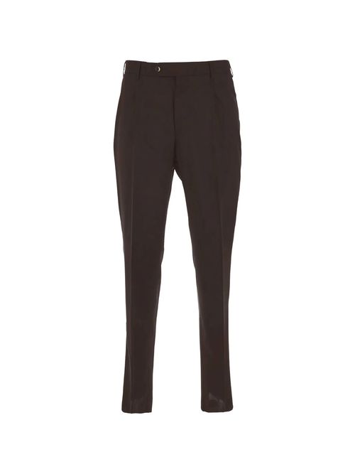 Virgin Wool Trousers with Relaxed Fit and Zip-Button Closure