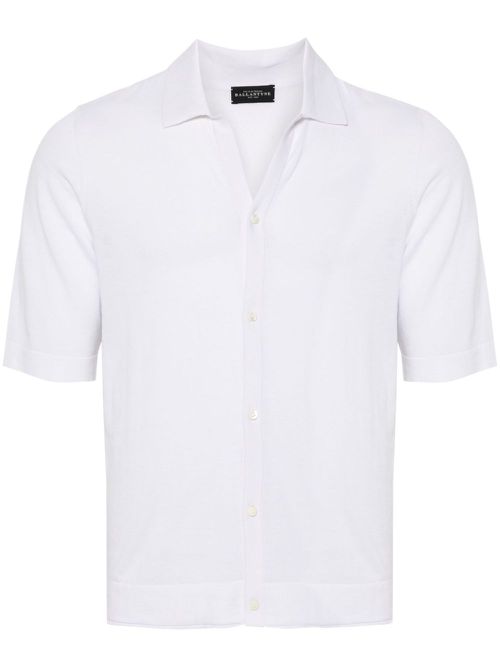 Fine-knit polo cardigan - White