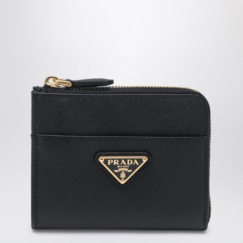 Small black Saffiano leather zip-around wallet