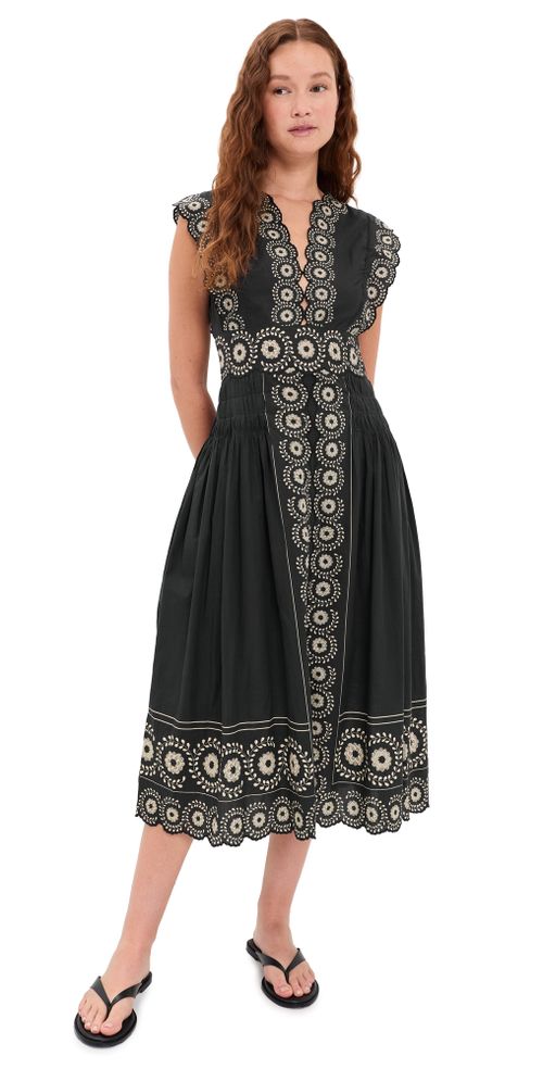 Mirabel Print Midi Dress Black