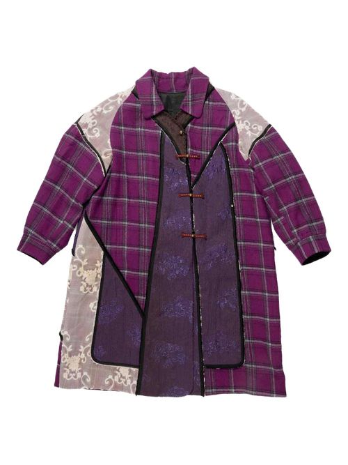 COMMUNS checked trench coat - Purple