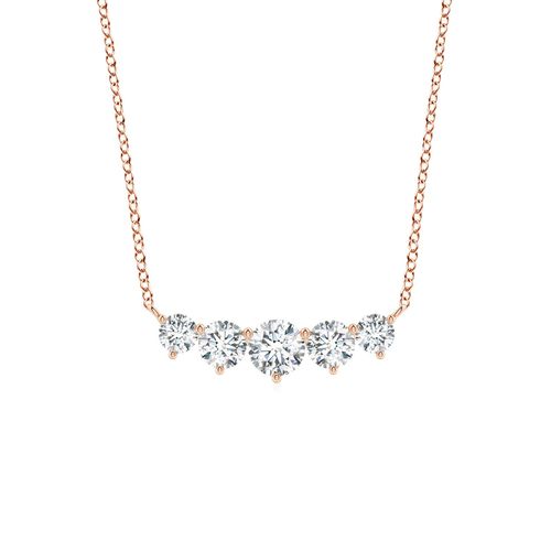 Angara 0.5 Carat Graduated Five Stone Round Diamond Necklace in 18K Rose Gold