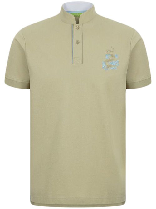 Dragon-embroidered polo shirt - Green