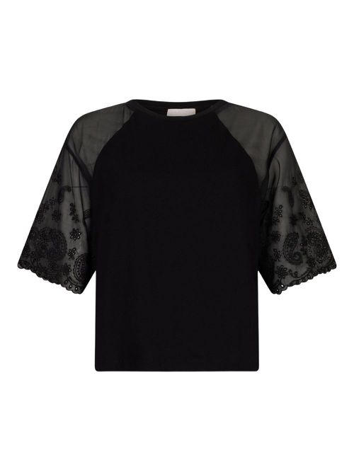 Paisley-embroidered T-shirt - Black