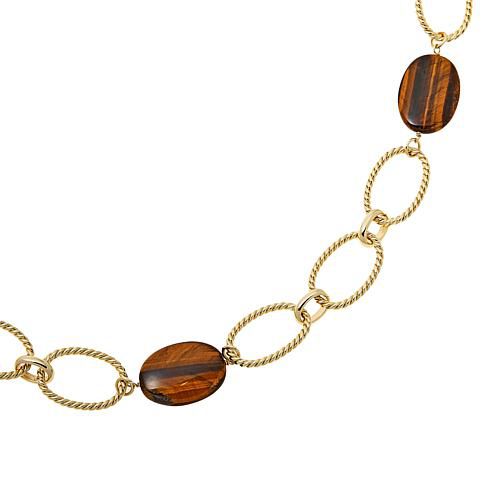 "Claire 34"" Gemstone Station Necklace - Brown"