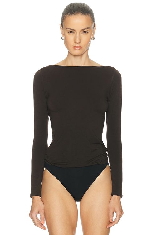 KYE Recline Bateau Long Sleeve Top in Espresso - Brown. 4 also
