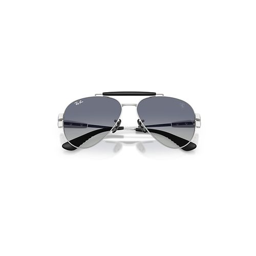 Ray-Ban Rb3762m Scuderia Ferrari Collection Sunglasses Matte Silver Frame Grey Lenses 58-14