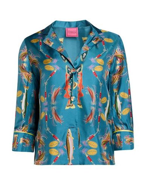 Woman Shirt Slate blue Size M Silk