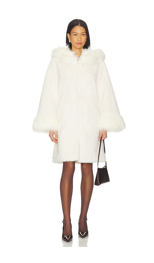 Adrienne Landau Cecilia Coat in White. L. Also in