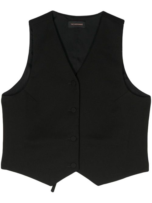 Crepe-texture waistcoat - Black