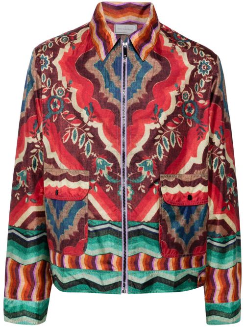 Graphic-print shirt jacket - Red
