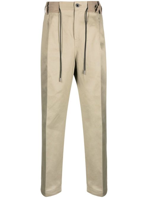 Drawstring cotton track pants - Neutrals
