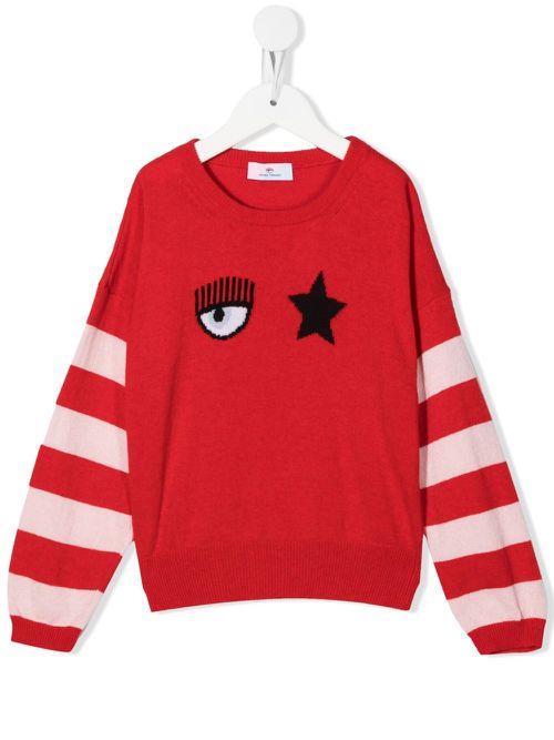 Eye-print crew neck sweatshirt - Red