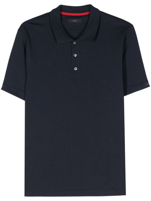 Logo-patch cotton polo shirt - Blue
